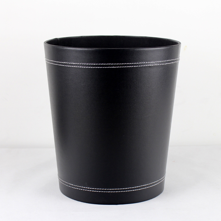 Leather Desktop Trash Can Without Lid, Small Wastebasket for Home, Office, Bedroom, Living Room, European Style, Fashionable, Cute, Creative