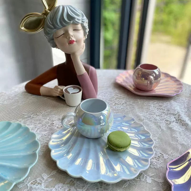 ZJ HOME defects Special Drunk New classic shell Ceramic Coffee Cup Afternoon Tea Cup Girl Heart Cup