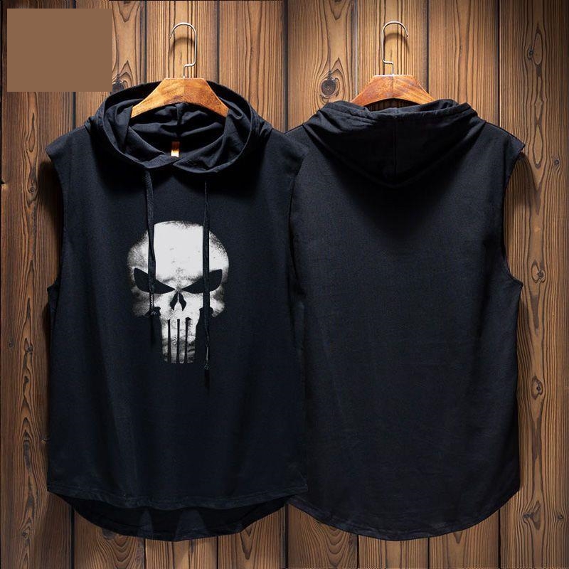 Summer Basketball Hooded Vest for Men with Skull Design, Suitable for Boxing, Martial Arts Training, Fitness, Casual Sleeveless Hooded Tank Top Summer Basketball Hooded Vest for Men with Skull Design, Suitable for Boxing, Martial Arts Training, Fitness, Casual Sleeveless Hooded Tank Top