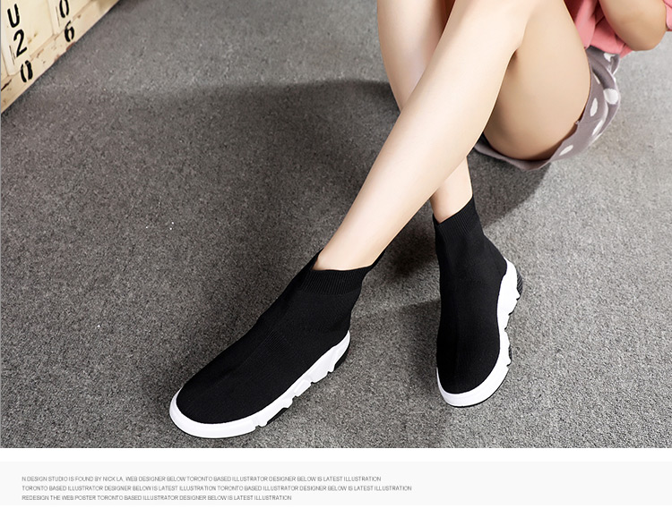 Giày vớ nữ cộng với giày đế bằng nhung Hàn Quốc giày thể thao cao cấp ulzzang triều 2018 mới Giày Paris vớ giày boot nữ cổ lửng