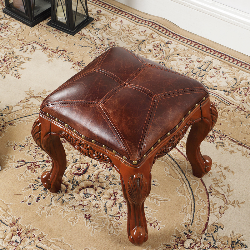 American children's stool home changing shoe stool solid wood shoe stool net red small stool round sofa stool living room leather stool