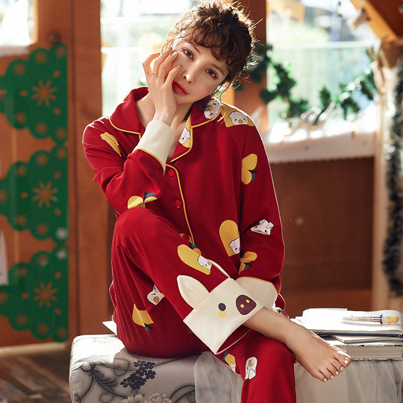 This Life Year Women Pyjamas Fall Long Sleeves Pure Cotton Spring Autumn Korean version cute Little Piggy student Youth All-cotton Home Gun