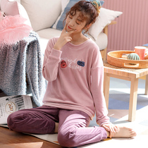 Winter ladies Sea island velvet pyjamas thin spring and autumn covered flannel velvet suede Coral Suede Suit External Wear