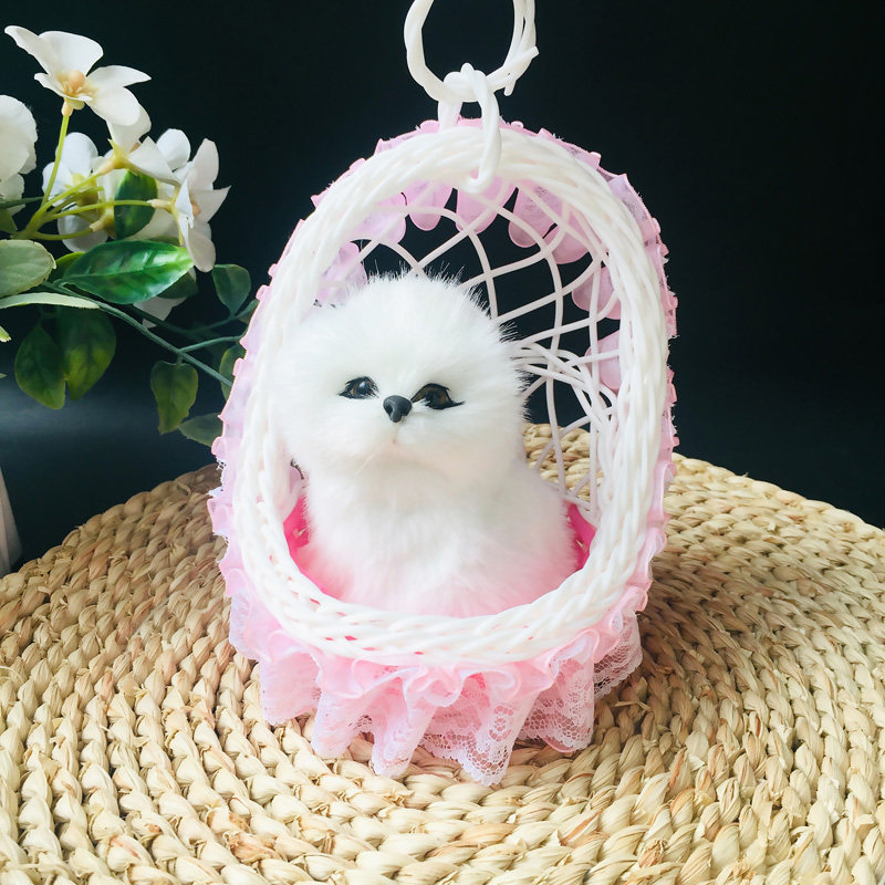 Simulation will be called kitty dog children plush toy cute lace basket rabbit doll male and female birthday present