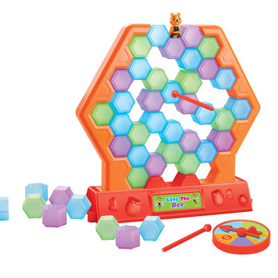 Save the little bee, tear down the wall game, children's puzzle board game, honeycomb building block toy, parent-child interactive game