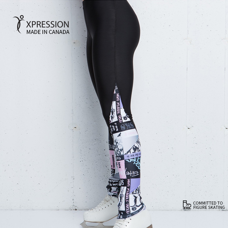 Xpression children's figure skating suit plus velvet warm four seasons training pants adult female graffiti E009