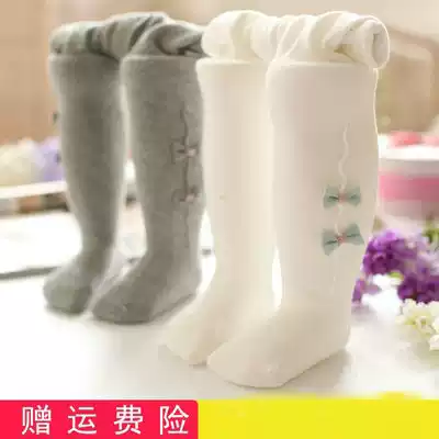 4 Children 3 girls 5 little girl tights spring and autumn female baby with feet inside pants 1 thin 2-year-old female treasure 6