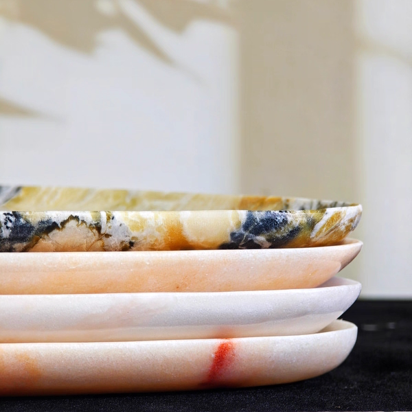 Ultra-Thin Edge Marble Triangle Tray, Simple Modern Natural Marble Tray, Model Room Jewelry Storage Tray Ornament