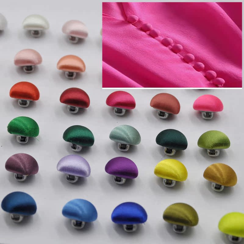 きのこを巻いた布ボタン夏服白赤灰色黄色オレンジ緑紫黒サイズシャツウール服布を巻いたボタン丸い