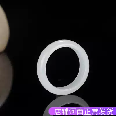 Natural Xinjiang Hetian Jade white jade ring male Lady fine tail ring jade ring jewelry gift
