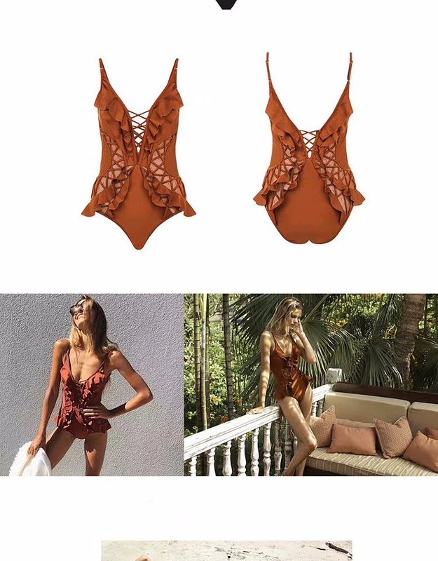 Áo tắm nữ bong bóng mùa xuân nóng bỏng bikini ren ngực nhỏ thu thập trống rỗng bảo thủ che bụng giảm béo áo tắm một mảnh - Bikinis