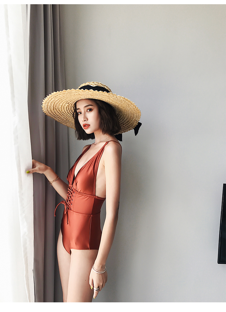 Caramel mùa breezeholiday mới gợi cảm dây đeo ngực che bụng mảnh mai áo tắm một mảnh phụ nữ áo tắm 1 mảnh