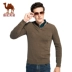 Áo len lông cừu / lạc đà nam V-cổ Cotton Áo len mùa thu Hàn Quốc Slim Men Thanh niên Áo len dài tay - Kéo qua áo sweater nam Kéo qua