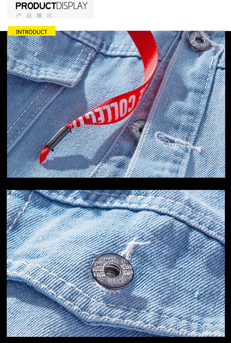 Áo khoác denim mùa thu nam phiên bản Hàn Quốc của đồng phục bóng chày thanh niên tự tu nam xu hướng áo khoác kẻ sọc mùa xuân và mùa thu - Cao bồi quần thể thao