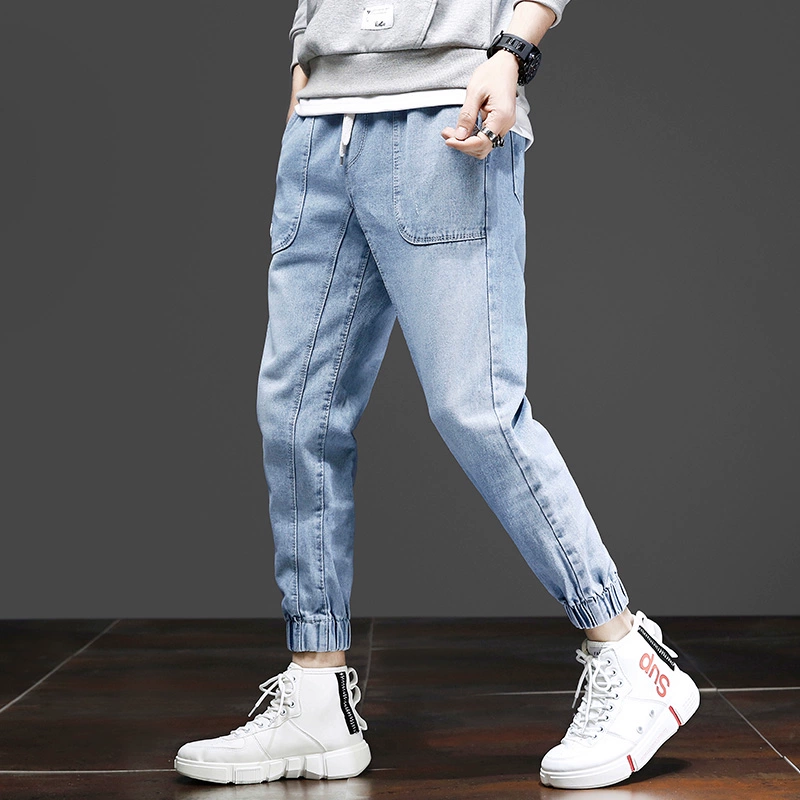 Mùa hè quần jeans 9 điểm mỏng nam phiên bản Hàn Quốc quần skinny 9 điểm chân quần xu hướng quần nam giản dị - Quần jean