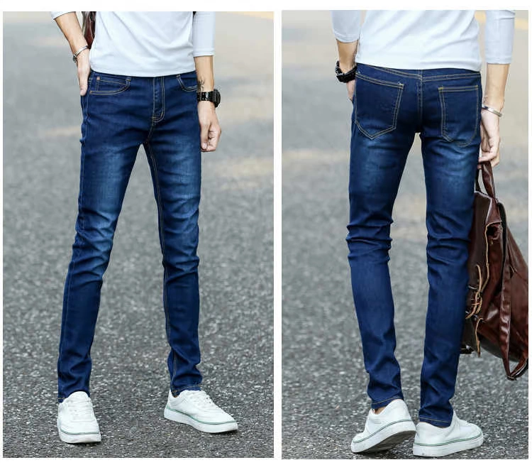 Quần jean co giãn mùa đông phiên bản Hàn Quốc của những người trẻ tuổi tự tu luyện quần thủy triều quần áo nam quần hoang dã quần tây - Quần jean quần âu nam