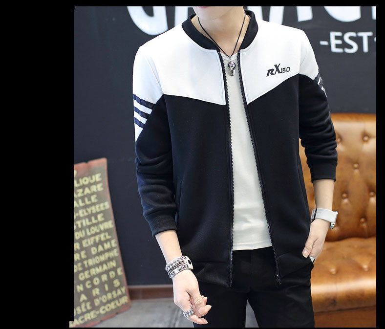 Áo len mùa xuân và mùa thu Áo len nam hàn quốc Slim Slim Plus Cặp đôi nhung Xu hướng áo len áo khoác bomber
