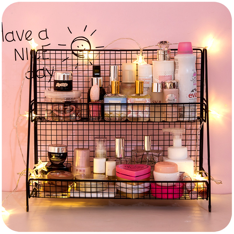 ins wind iron art shelf girl's heart desk dining table snacks storage cosmetics leaning against wall multilayer shelving quarters