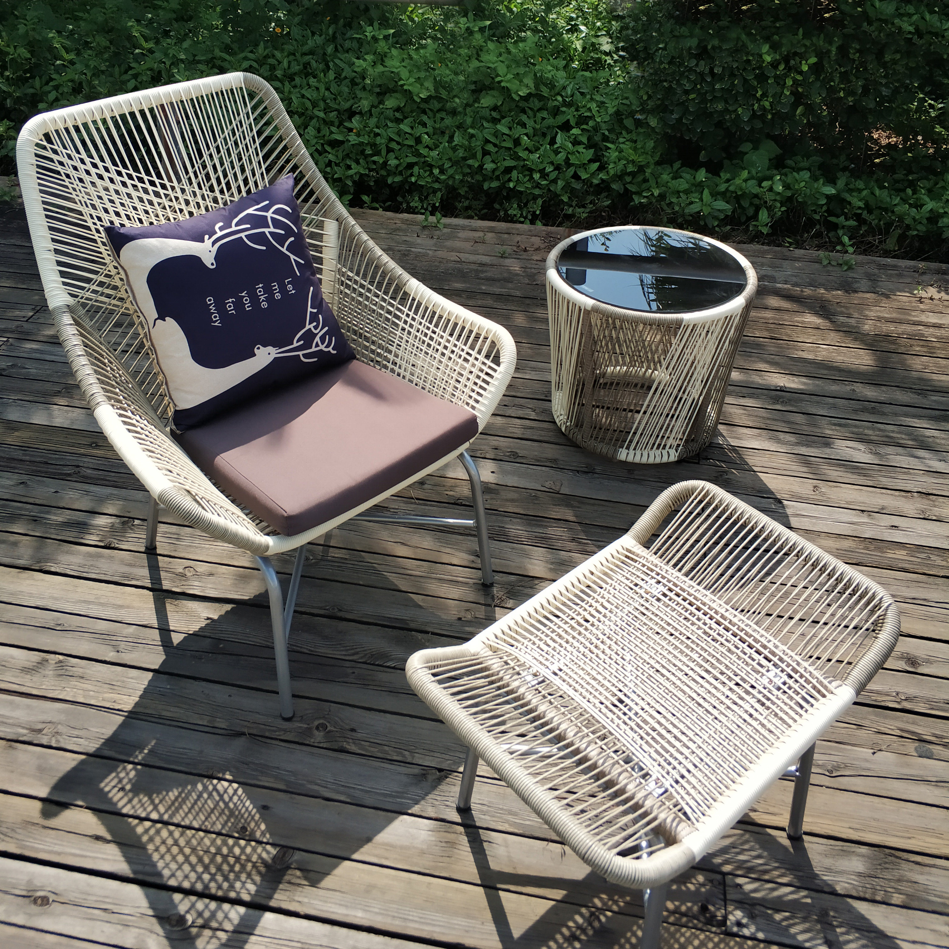 Outdoor Rattan chair Three sets Style Board Room Creative Villa Courtyard Hotel Furniture Rattan with balcony Small sofa chair-Taobao