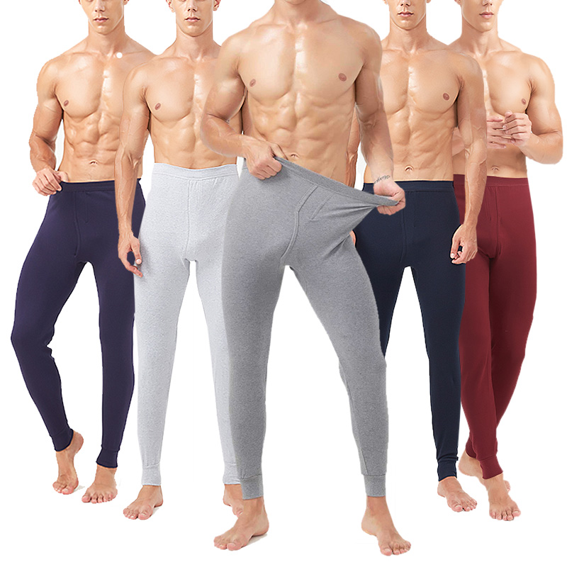 Men Sanitary Pants Combed Cotton Slim Fit Single Winter Tight Inside Lap Pants Cotton Sweatpants Sanitary Pants Underpants Warm Pants Autumn Winter