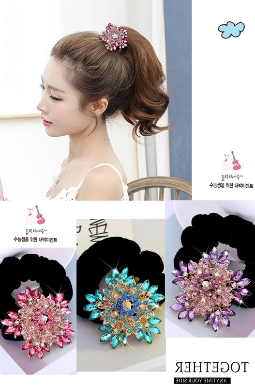 Phiên bản tiếng Hàn mới của flannel đầu hoa pha lê dây tóc cao su ban nhạc Hàn Quốc mũ rhinestone tóc vòng tóc phụ kiện tóc kẹp tóc băng đô turban