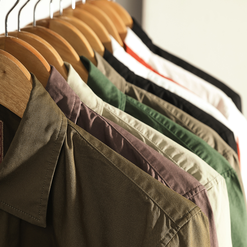 MBBCAR narrow American vintage slim inside with a solid color base shirt Ami Ka Ta ka yak versatile long-sleeved shirt men