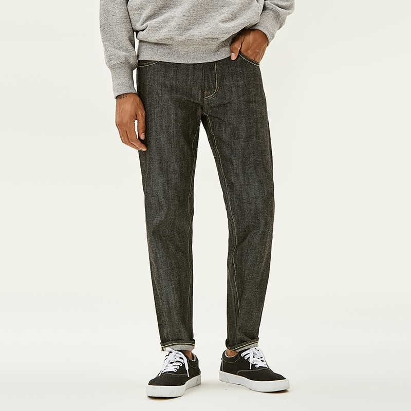 11OZ retro black cow red tanning water wash nine pants MBBCAR narrow amplitude of AMBCAR original jeans