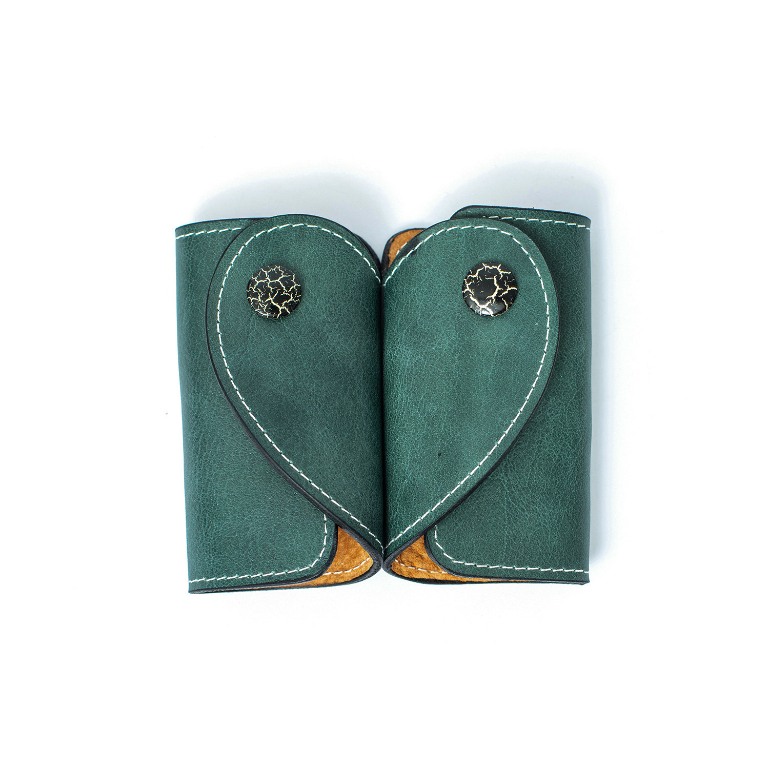 Mbbcar handmade with loving shape genuine leather key bag lacquered lovers'retro lovers' keys bag men and women