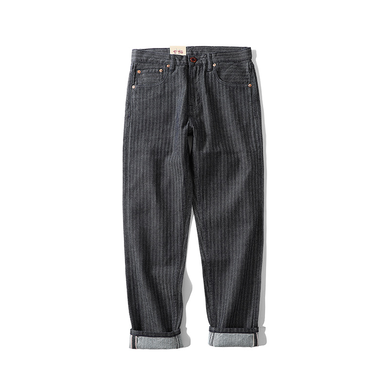 MBBCAR narrow human-written red tanning jeans Armei Jay Classic Washing Small Foot Leisure Pants