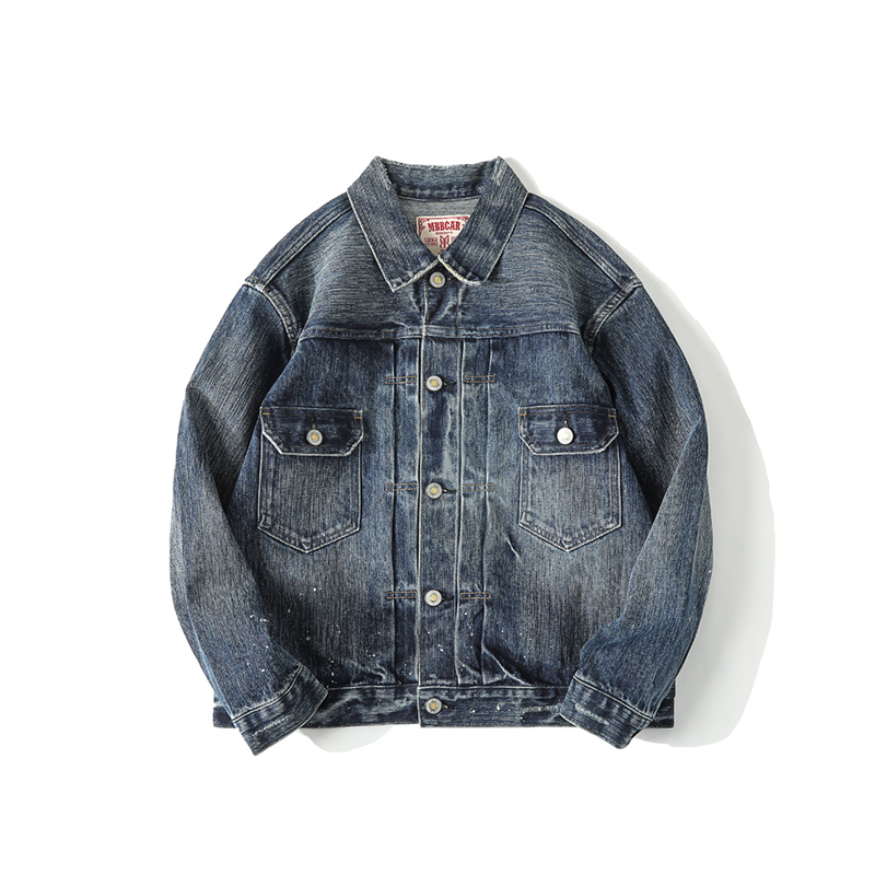 19OZ heavy-duty heavy-duty wash red ear denim jacket MBBCAR narrow Ami Khaji retro denim jacket