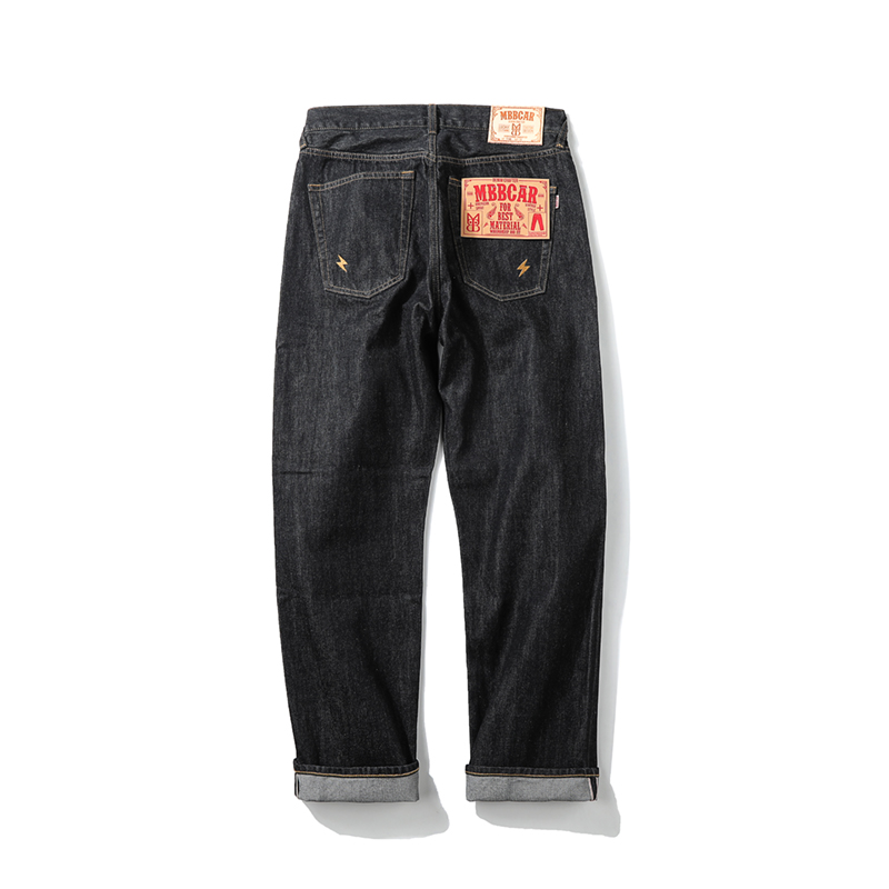 14OZ base section 100 Lap Casual Heavy Weights Red Ear Tannin Straight Drum Pants MBBCAR Narrow and original design jeans