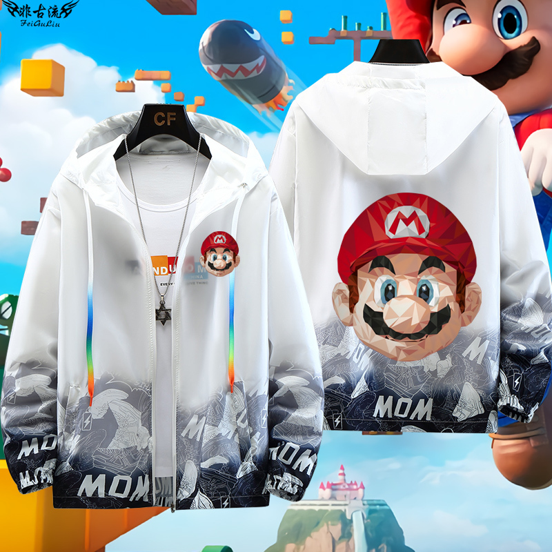 Nintendo Mario Brothers Merchandise Sun Protection Clothing for Male and Female Students, Anime Jacket, Loose and Breathable Jacket Nintendo Mario Brothers Merchandise Sun Protection Clothing for Male and Female Students, Anime Jacket, Loose and Breathable Jacket