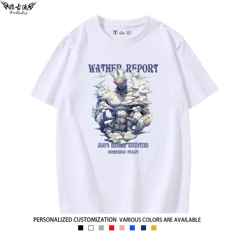 Красивая прилагающаяся принудительно не переведенная: JOJO's Wonderful Adventure Peripheral Stone Sea Platinum Star Cos Short Sleeve T-shirt Men and Women Half Sleeve Summer Pure Cotton Clothes