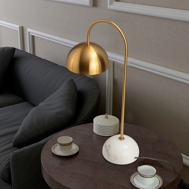 American Light Luxury Table Lamp Living Room Bedroom Bedside Table Lamp Nordic Table Lamp Marble Cloud Stone Decorative Metal Table Lampshade