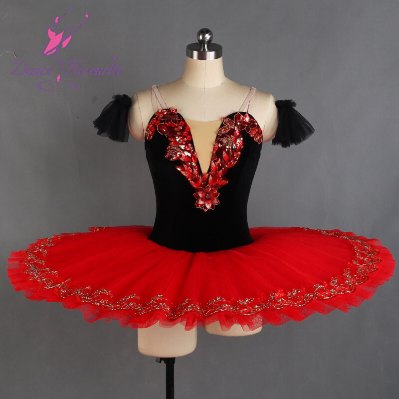 Paquita ballet tutu skirt adult competition professional dance skirt black red tutu skirt children's ballet costumes