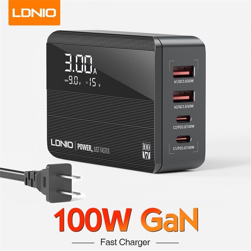 Ldnio Gan 100 WW MB зарядное устройство PD QC4+ настольное зарядное устройство Нитрид зарядное устройство Быстрая зарядка ноутбук компьютер Слишком глоток штекер подходит для MacBook