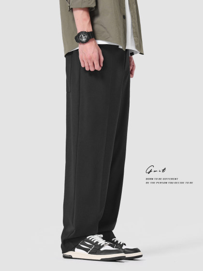 GWIT 春秋新款垂感cleanfit潮牌西装裤阔腿休闲裤直筒小西裤男