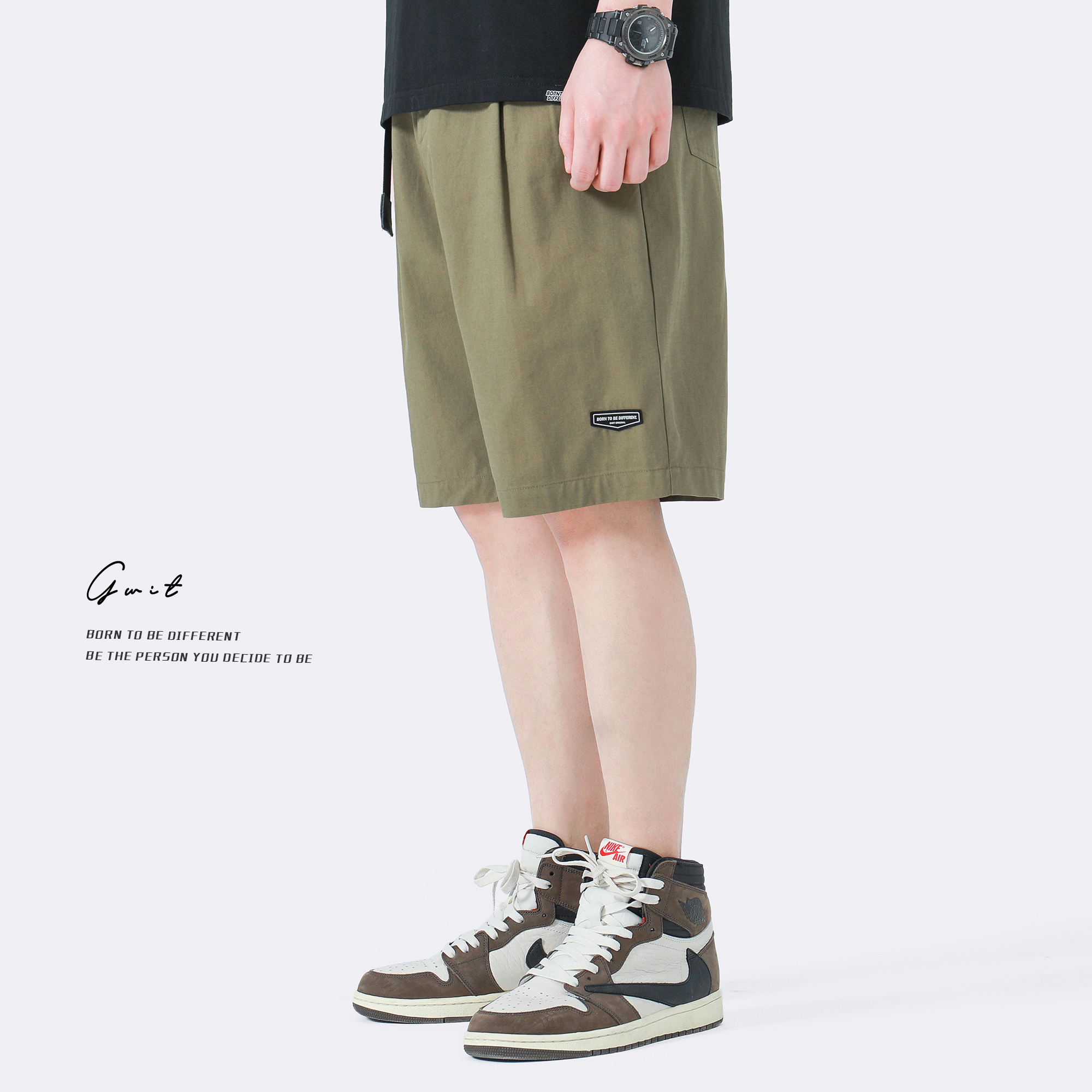 GWIT 60s silk cotton in summer new thin tide pants loose casual five - minded pants for men