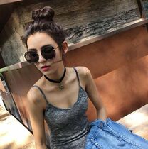 Metal sunglasses 2020 sunshade mirror male and female students new trend long face round face Korean sunglasses net red new product