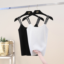 2021 spring and summer new shoulder strap base shirt elastic slim fit outside wearing short section inside with knitted letters camisole women