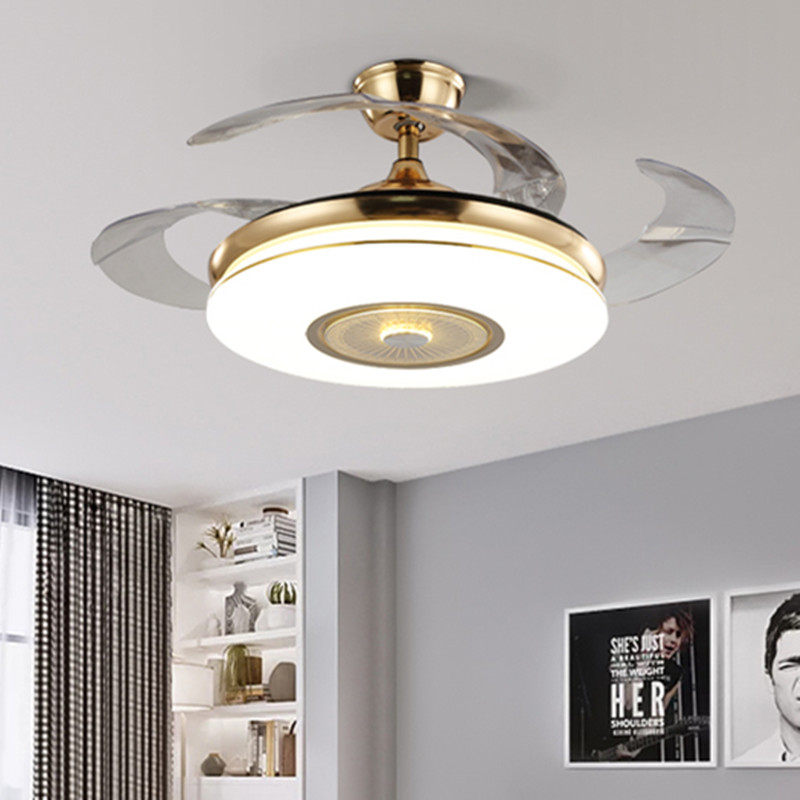 Modern minimalist ceiling fan light invisible ceiling fan light Guest dining room Bedroom with electric fan chandelier integrated frequency conversion mute home