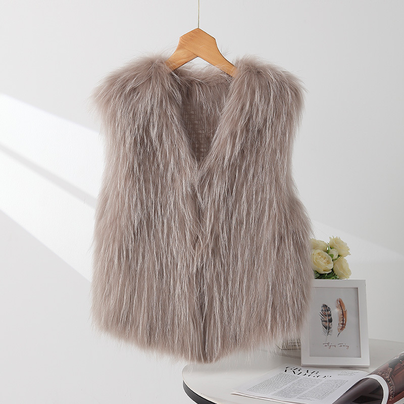 Trendy Encrypted Raccoon Fur Double-Sided Woven Fur Vest for Women, Age-Reducing and Stylish, Mid-Length Fur Vest Trendy Encrypted Raccoon Fur Double-Sided Woven Fur Vest for Women, Age-Reducing and Stylish, Mid-Length Fur Vest