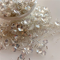 Hand Sewn Rice Beads Sequin Material Bag Pouring Silver Glass Tube Sub accessories Accessories Clothing Accessories Loose Beads Fish Scales