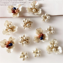 Korean version white alloy pearl flowers DIY handmade accessories floral disc hair decoration material rose