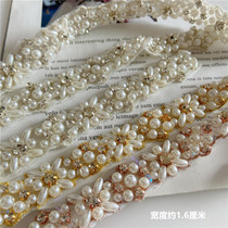 New Light Luxurious Hand Sewn Retro Pearl Water Drill Bar Wedding Dress Dress Belt Gig Hair Accessories Production Accessories