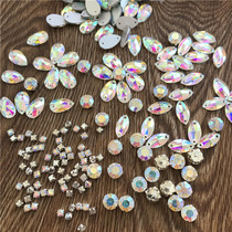 DIY hand sewn with claws with holes rhinestones shining AB color glass drill material bag decoration wedding dance suit bag bag