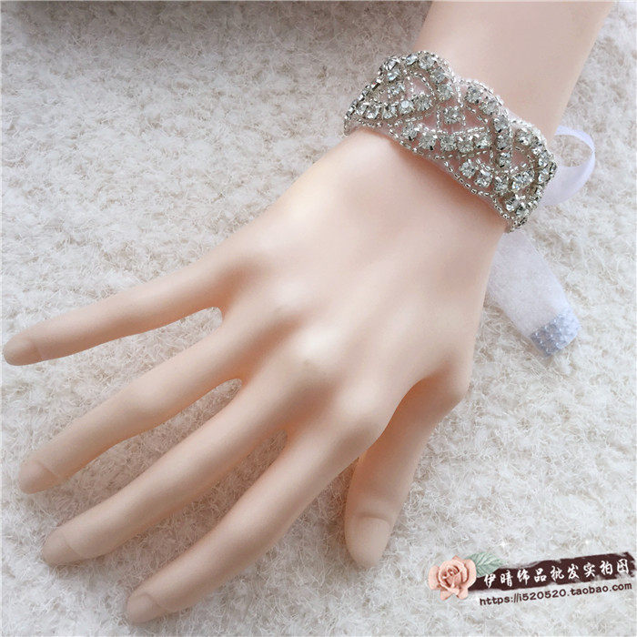European and American simple bright diamond bride rhinestone wrist flower wedding bridesmaid bracelet arm ring dance performance wrist ornaments