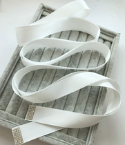 Wedding dress ribbon bow waist accessories princess dress ribbon belt White with diamond 2 2 meters