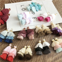 DIY jewelry accessories three-layer small tassel cake pendant handmade color cotton thread spike pendant a pair of price