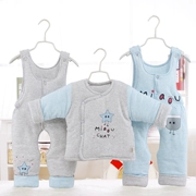 Áo khoác cotton cho bé Quần cotton ba mảnh phù hợp với 0 dày 1 tuổi Trẻ sơ sinh outwear quần yếm mùa thu đông